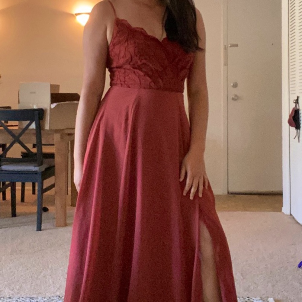 Beautiful Fall Color Lace and Chiffon Bridesmaid Dress